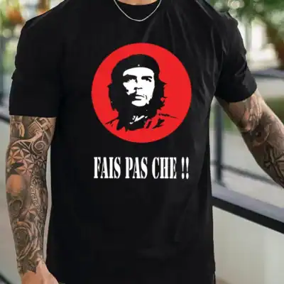T shirt noir message fais pas che impression DTF Pilou Shop 64
