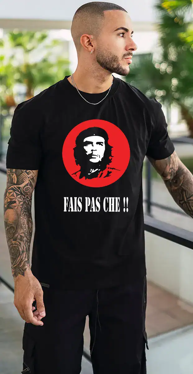 T shirt noir message fais pas che impression DTF Pilou Shop 64