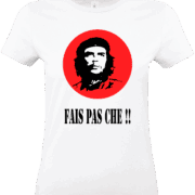 -shirt femme blanc FAIS PAS CHE avec visuel iconique cercle rouge – Pilou Shop 64