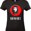 -shirt femme noir FAIS PAS CHE avec visuel iconique cercle rouge – Pilou Shop 64