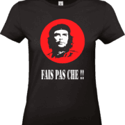 -shirt femme noir FAIS PAS CHE avec visuel iconique cercle rouge – Pilou Shop 64