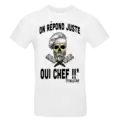 T shirt humour cuisine On répond juste Oui Chef design skull chef blanc