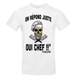T shirt humour cuisine On répond juste Oui Chef design skull chef blanc