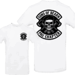 t-shirt sons of bearn pau chapter blanc avec logo skull et haches croisées 64