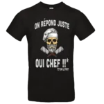 T shirt humour cuisine On répond juste Oui Chef design skull chef noir