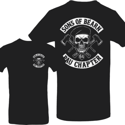 t-shirt sons of bearn pau chapter noir avec logo skull et haches croisées 64