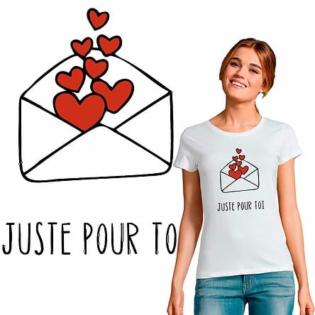 t-shirt femme spécial saint valentin message d'amour je t'aime mon amour lettre d'amour juste pour toi