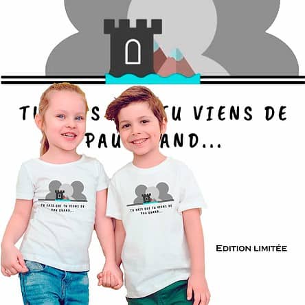 tee-shirt enfant edition limitée logo du groupe de la page Facebook Tu sais que tu viens de Pau quand en partenariat avec Mathilde LMD Duton une des premières influenceuse de France