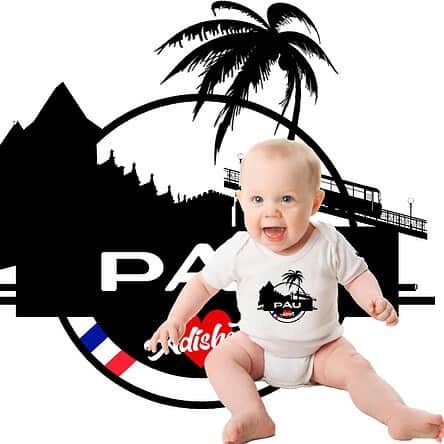 body bébé Pau adishatz nouveau logo de la ville de pau, avec son chateau et son funiculaire adishatz
