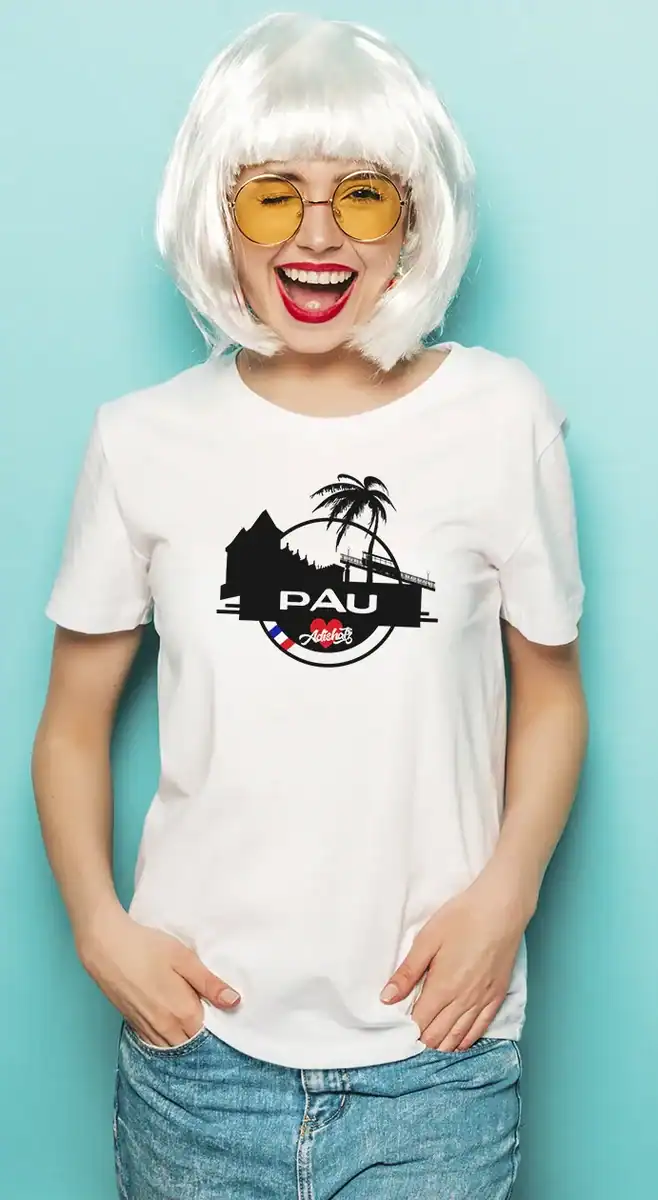t shirt pau adishatz design sud ouest noir blanc femme impression dtf pilou shop 64