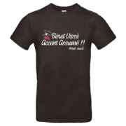 T-shirt noir Béret vissé accent assumé avec visuel personnage au béret et foulard rouge #SudOuest