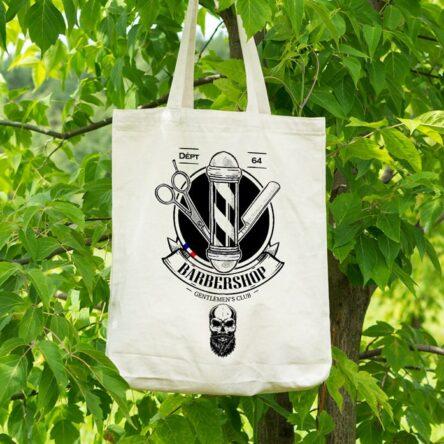 sac tote bag coton Barbershop Dépt 64 Bearded Skull