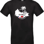 T-shirt noir Pau Adishatz avec silhouette du château de Pau et palmier – Pilou Shop 64