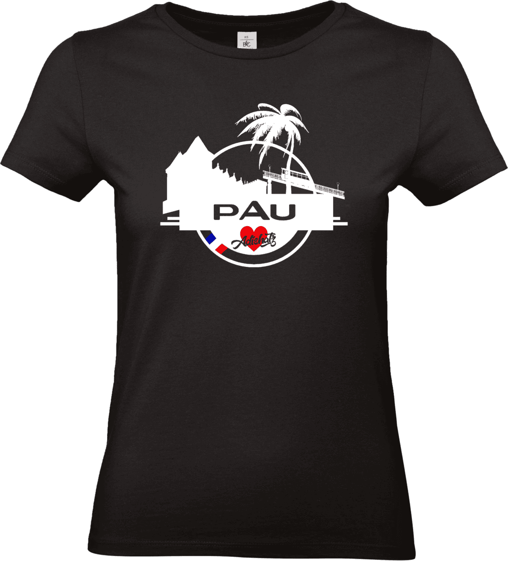 T shirt femme noir Pau Adishatz design local Béarn