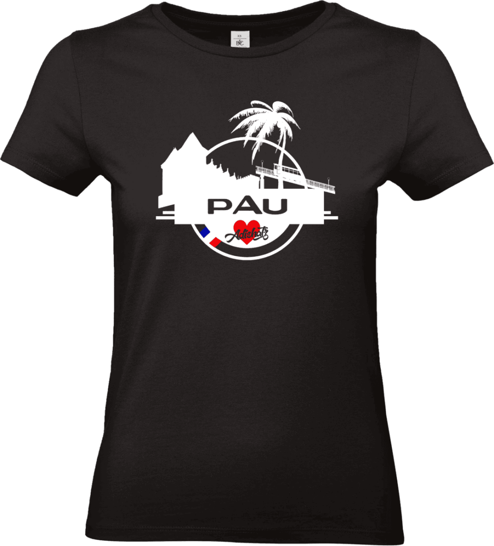 T shirt femme noir Pau Adishatz design local Béarn