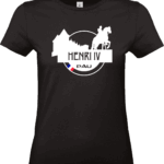 T-shirt noir Henri IV Pau, silhouette cavalière.