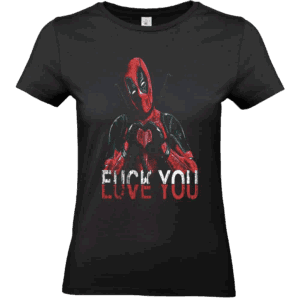 t shirt noir motif deadpool avec phrase humour