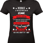 T-shirt noir femme humour désolée je suis déjà prise impression DTF