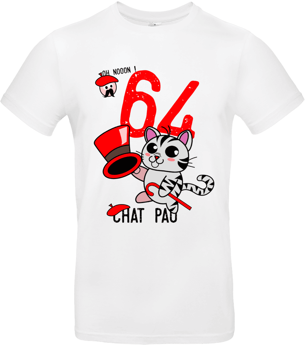T-shirt avec chat drôle et numéro 64.
