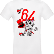 T-shirt avec chat drôle et numéro 64.