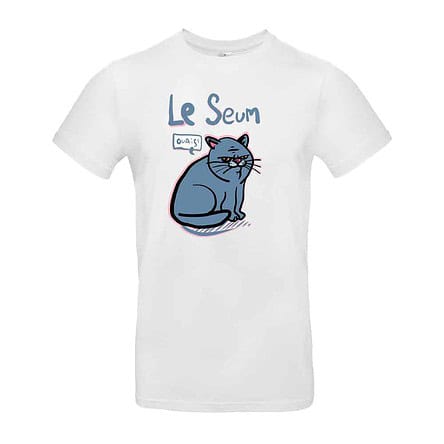 tee shirt j'ai le seum chat enervé blanc
