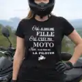 t shirt motarde femme oui c est ma moto humour biker noir porté motarde casque moto kawasaki Z1000
