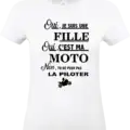 t shirt blanc motarde femme “oui c’est ma moto” – humour biker