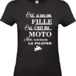 t shirt noir motarde femme “oui c’est ma moto” – humour biker