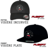 Casquettes Flexfit à visière incurvée et plate.