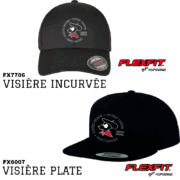 Casquettes Flexfit à visière incurvée et plate.
