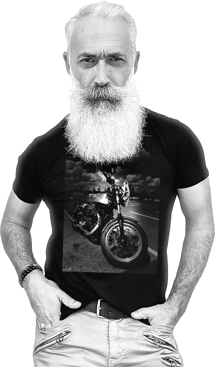 t shirt noir Moto Guzzi vintage impression noir et blanc style cafe racer porte PAR KERNFOX ALIAS MARCO M