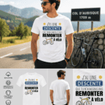 T-shirt homme blanc humour vélo descente montagne j’ai une descente que tu n’aimerais pas remonter