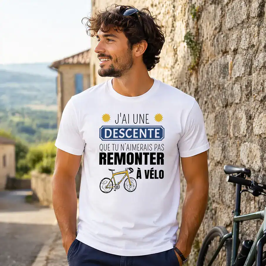 t shirt humour ricard vélo – j’ai une descente que tu n’aimerais pas remonter