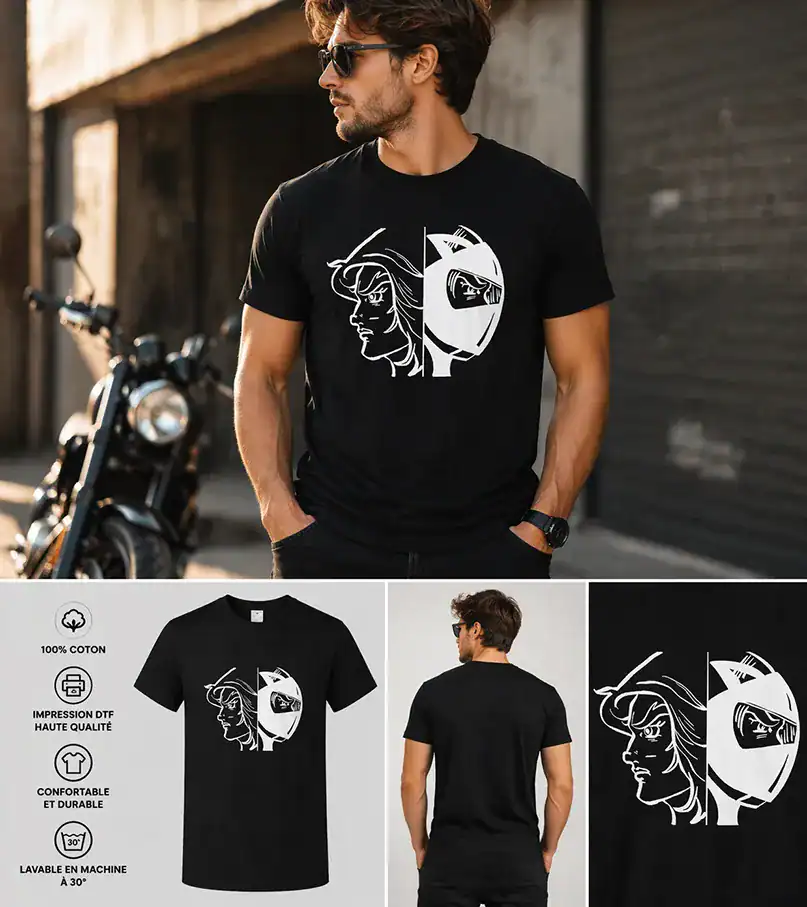 t shirt actarus rider ⚡ transformation double identité