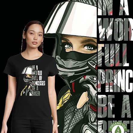 tee shirt noir femme bio motarde toutes les princesses sont des motardes