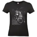t shirt noir Moto Guzzi vintage impression noir et blanc style cafe racer femme