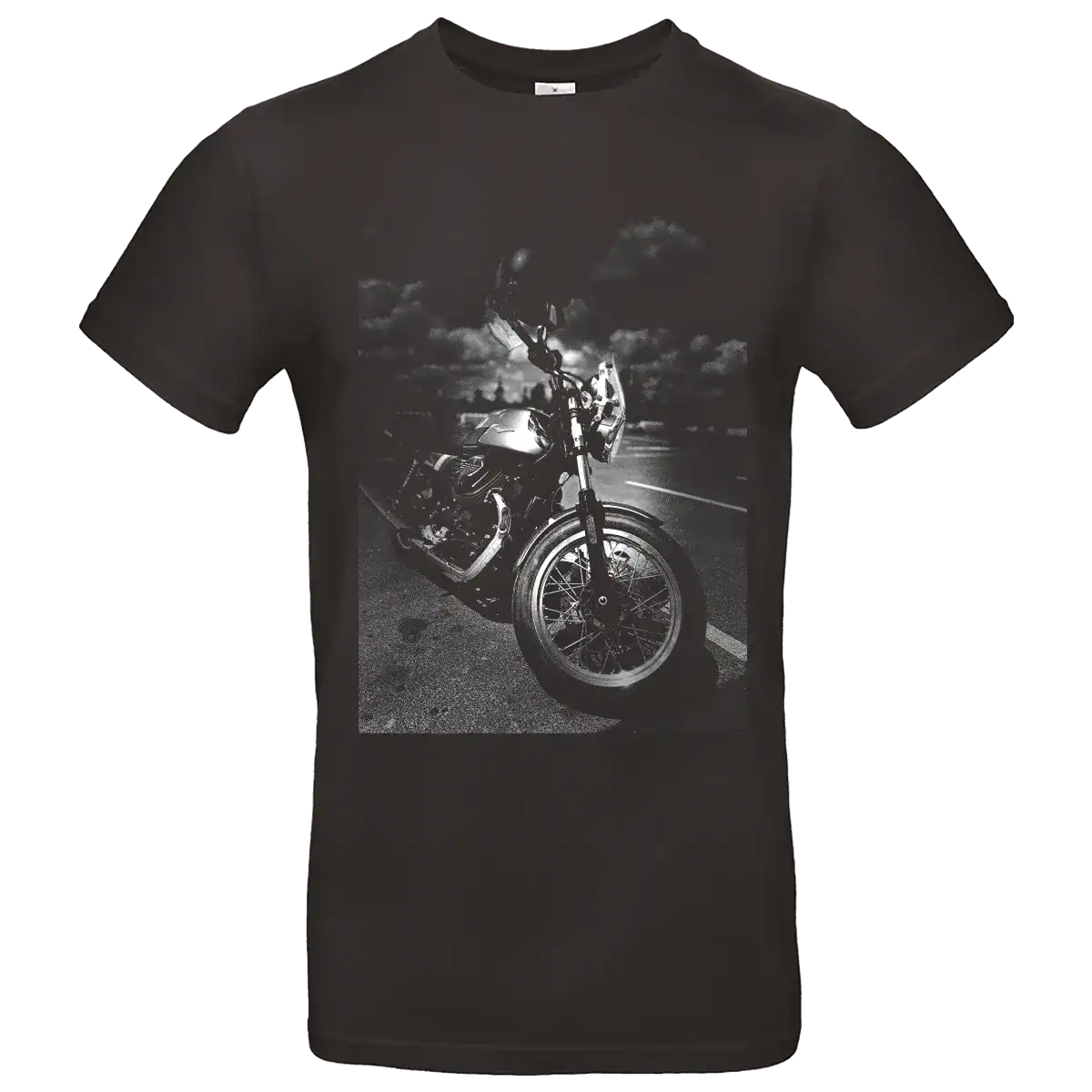 t shirt noir Moto Guzzi vintage impression noir et blanc style cafe racer homme