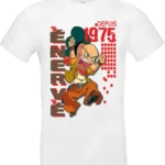 t shirt blanc design personnage énervé depuis 1975 impression DTF premium homme