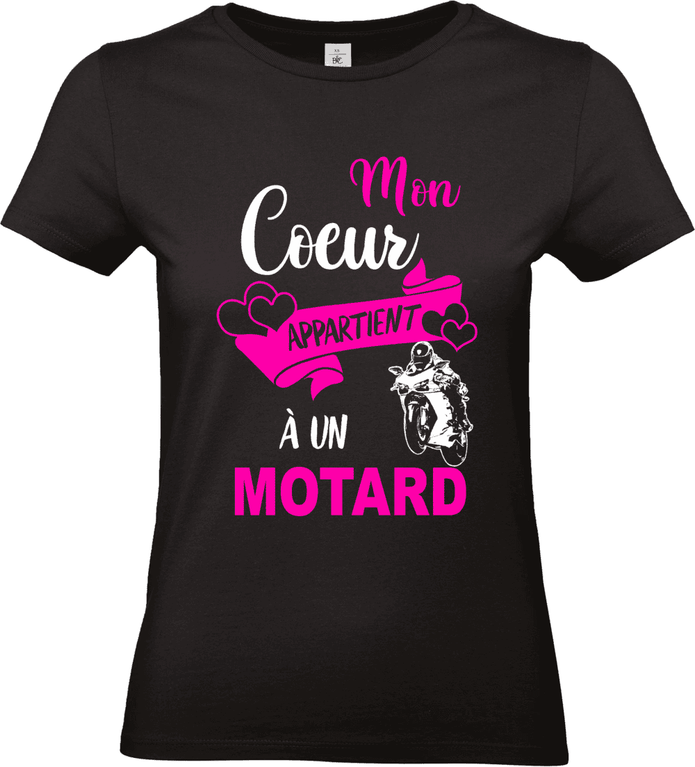 T-shirt femme mon cœur appartient à un motard impression DTF