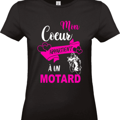 T-shirt femme mon cœur appartient à un motard impression DTF