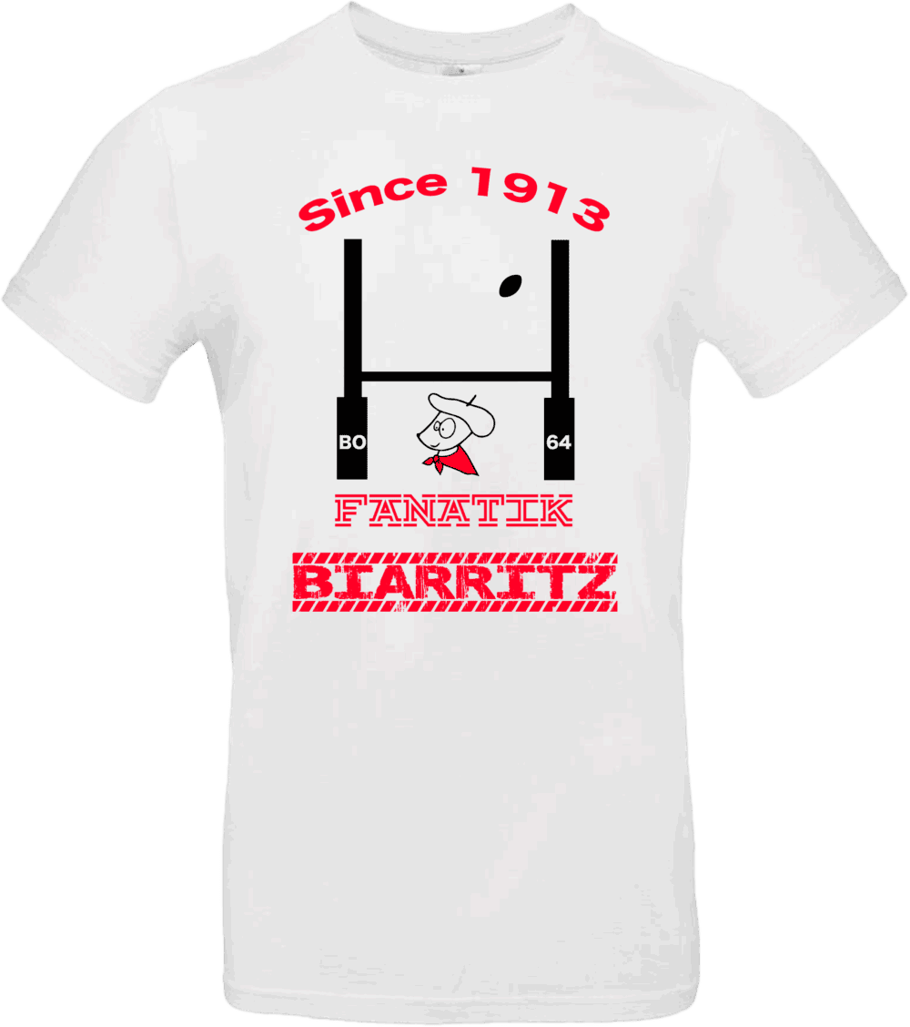 T-shirt blanc Fanatik Biarritz – Design Pilou Shop 64 rugby BO64