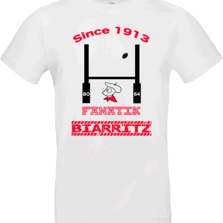 T-shirt blanc Fanatik Biarritz – Design Pilou Shop 64 rugby BO64