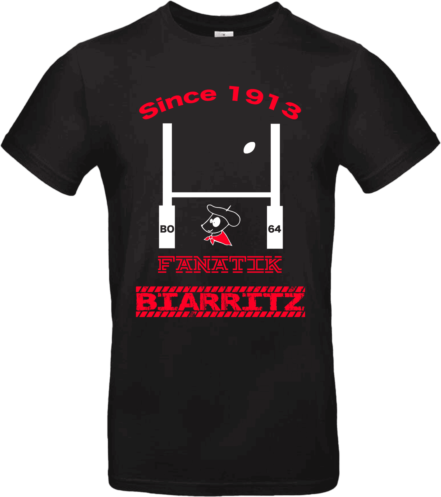 T-shirt noir Fanatik Biarritz – Design Pilou Shop 64 rugby BO64