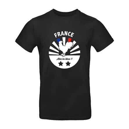 tee shirt equipe de france de foot supporter allez les bleu coque 2 étoiles
