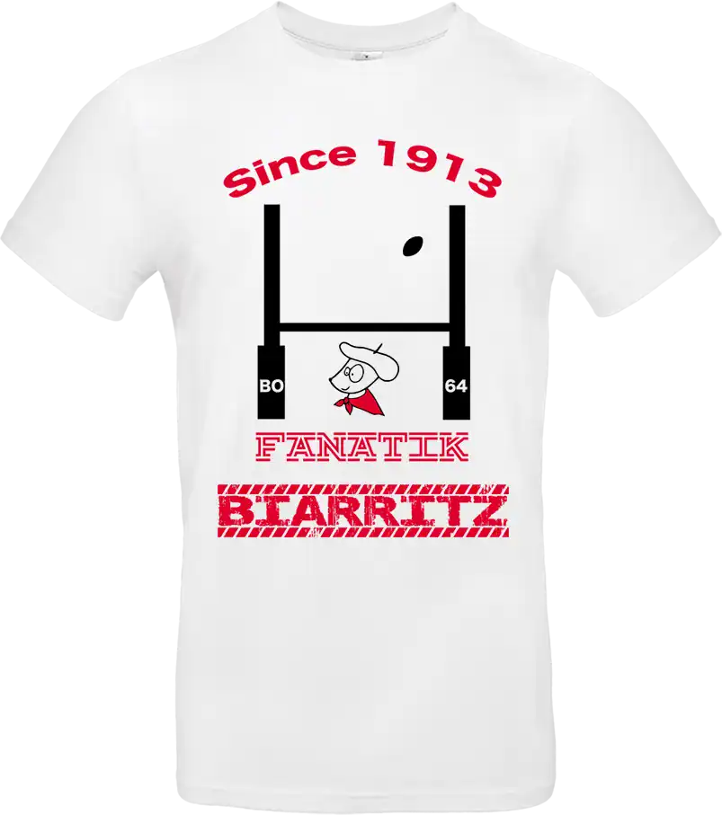 t shirt blanc fanatik biarritz rugby since 1913 – supporter pays basque