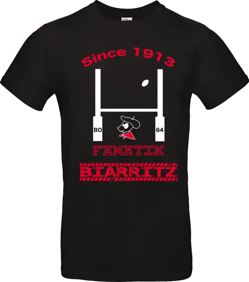 t shirt noir fanatik biarritz rugby since 1913 – supporter pays basque