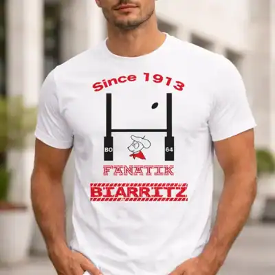 t shirt blanc fanatik biarritz rugby since 1913 supporter pays basque impression dtf pilou shop 64