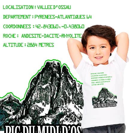 t-shirt enfant blanc pic du midi d'ossau randonnée vallée d'ossau jean pierre train d'artouste boutique souvenir du béarn