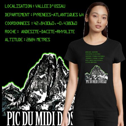 t-shirt femme noir pic du midi d'ossau randonnée vallée d'ossau jean pierre train d'artouste boutique souvenir du béarn