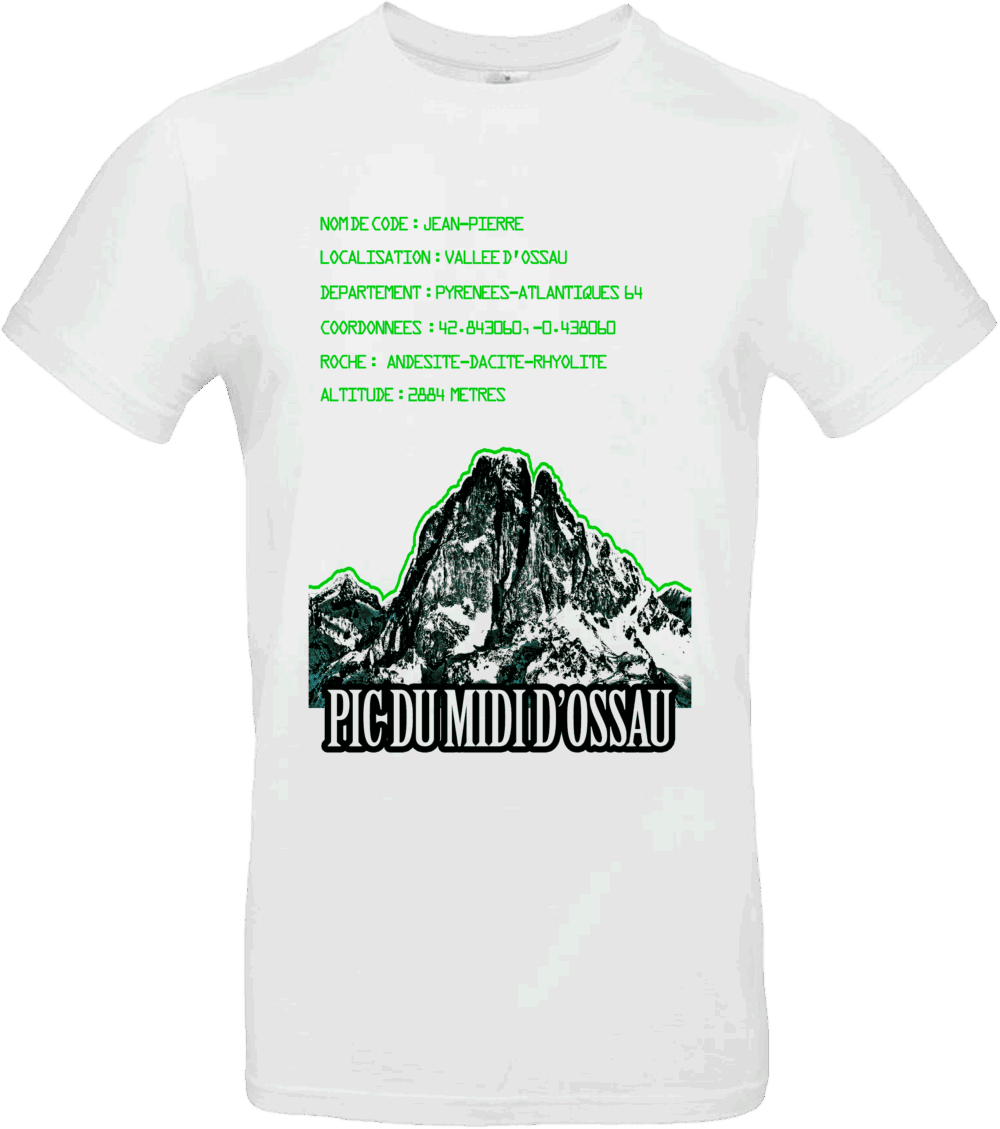 T-shirt blanc Pic du Midi d’Ossau Jean-Pierre – Pilou Shop 64